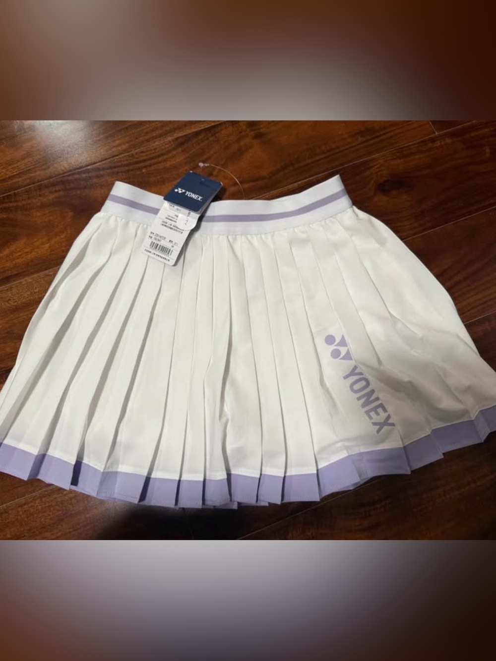 Yonex Women's White Pleated Skater Skirt with Lavender Trim
